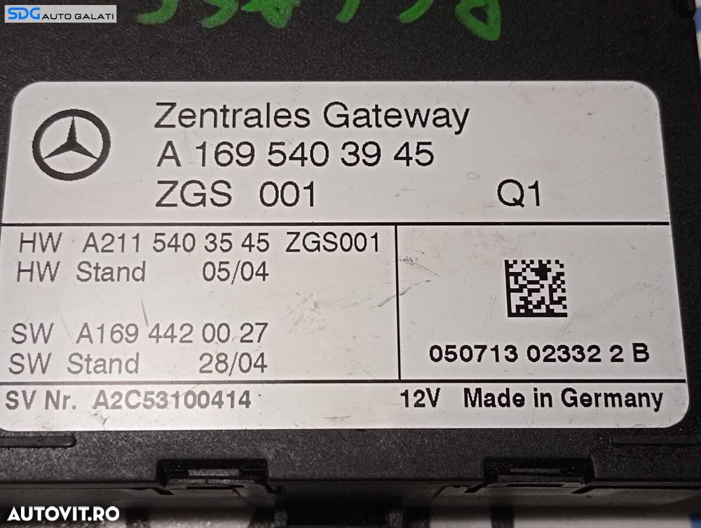 Unitate Modul Calculator CAN Gateway Mercedes Clasa B Class W245 2005 - 2012 Cod A1695403945 A2C53100414 [M4355] - 2