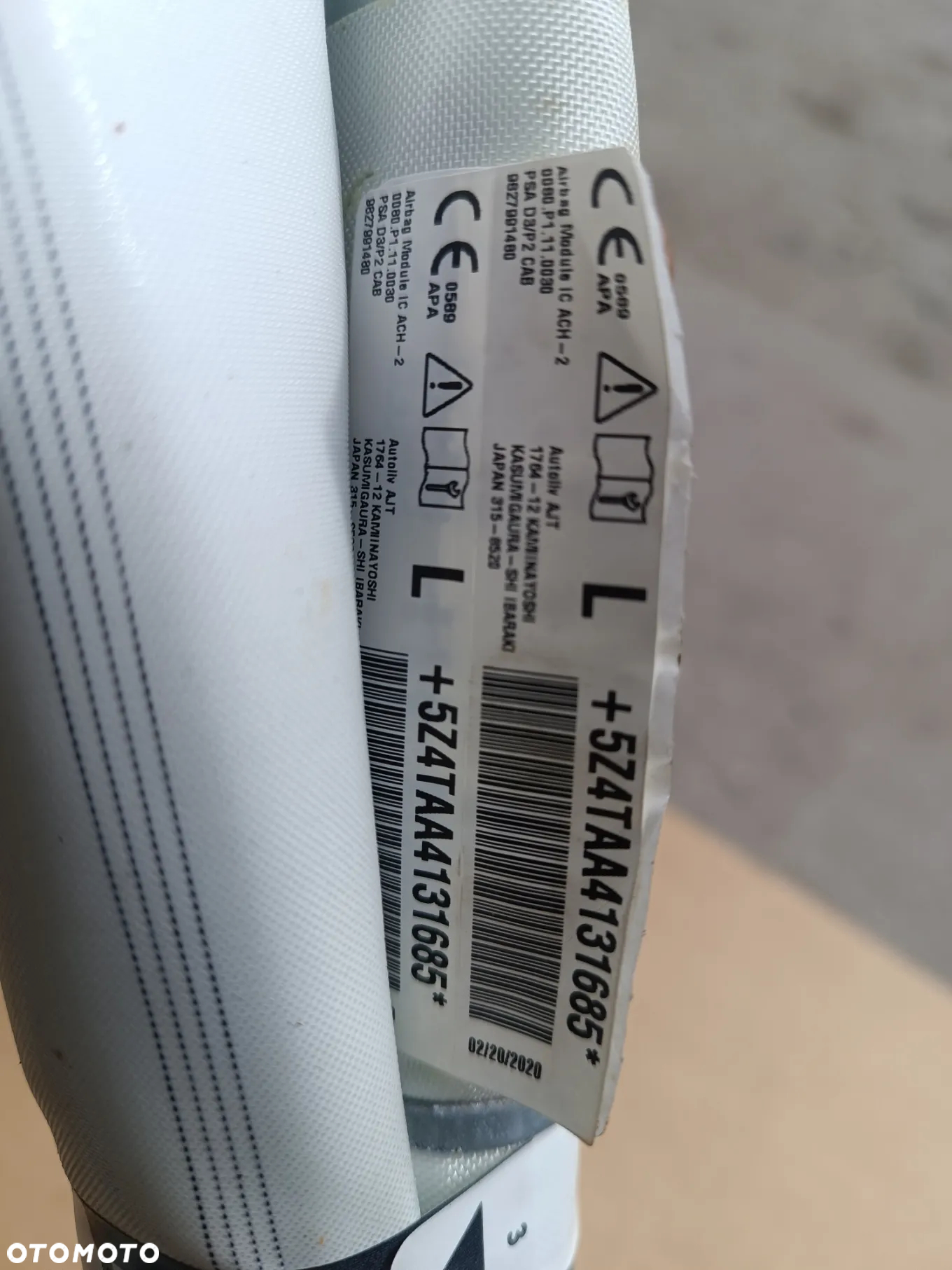 KURTYNA LEWA PODUSZKA AIRBAG 9827991480 OPEL CORSA F 208 II - 2