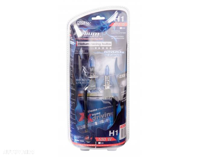 Set 2 becuri auto cu halogen pentru far Race Sport Helium Quartz H1 12V 100W Xenon Effect 5500K - 2