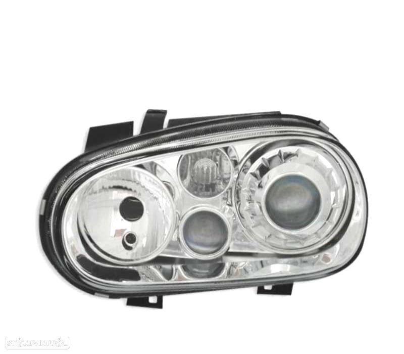 FARÓIS VOLKSWAGEN VW GOLF 4 97-03 LOOK R32 FUNDO CROMADO - 2