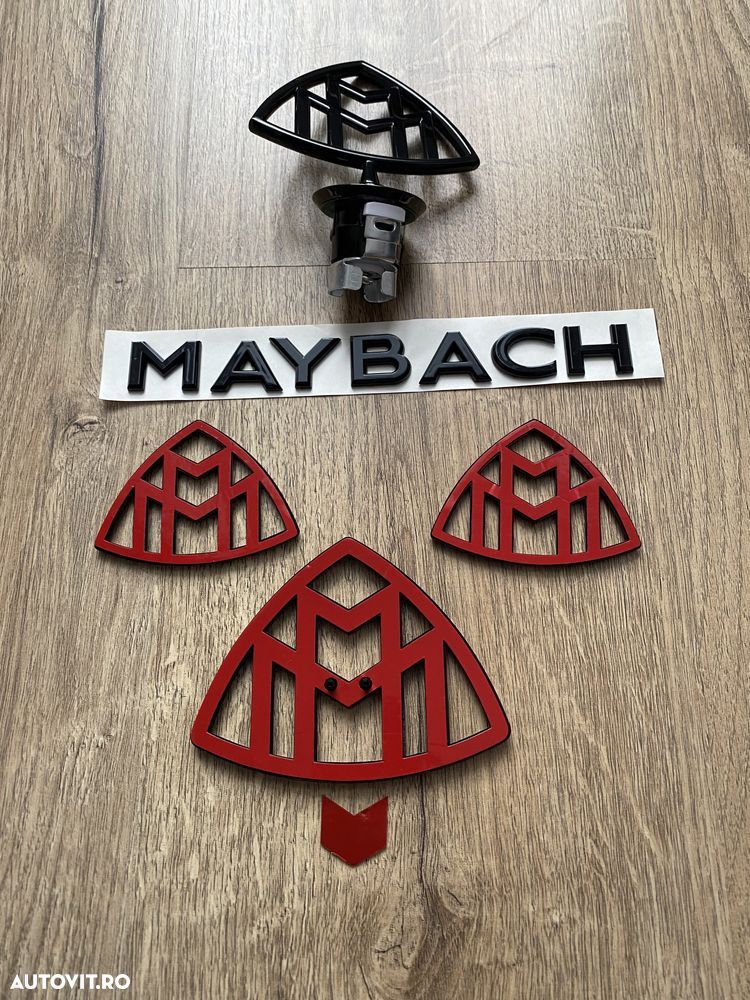 Set Embleme Scris Logo Spate Aripi Superioare Mercedes Maybach Negre - 3