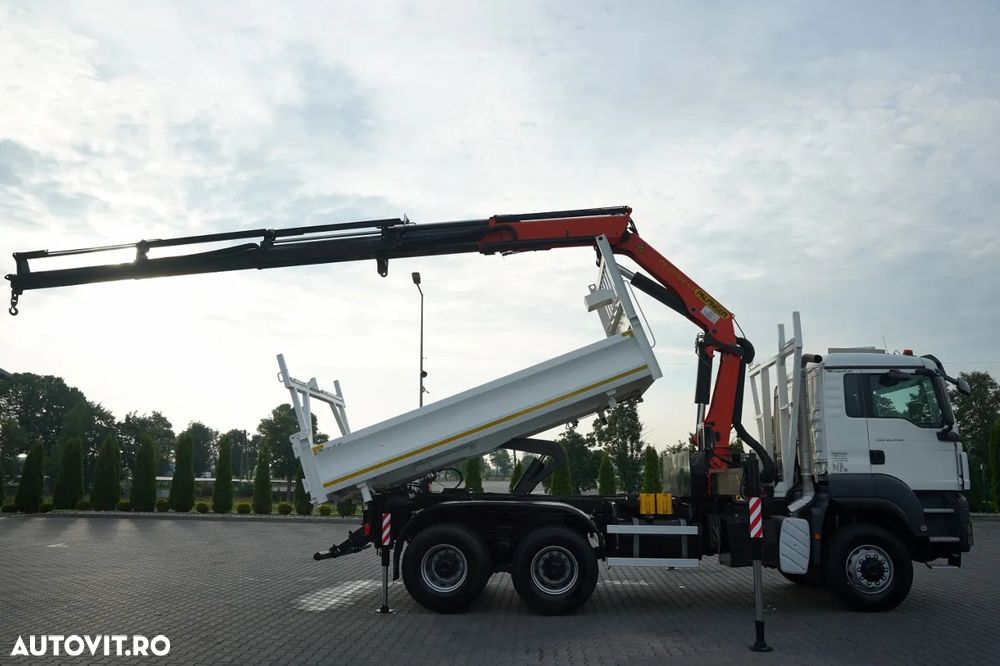 MAN TGS 26.440 / 6x4 / CAMION BASCULANTE / HIDROBID / BORDMATIC + PALFINGER PK 33002-EH / AUTOMAT / PILOT / EURO 5 - 7