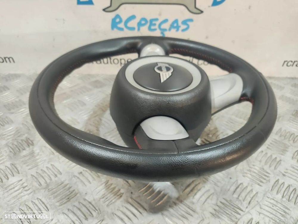 Volante completo 3 braços Mini Cooper R56 em pele com costura vermelha 6794624 - 7