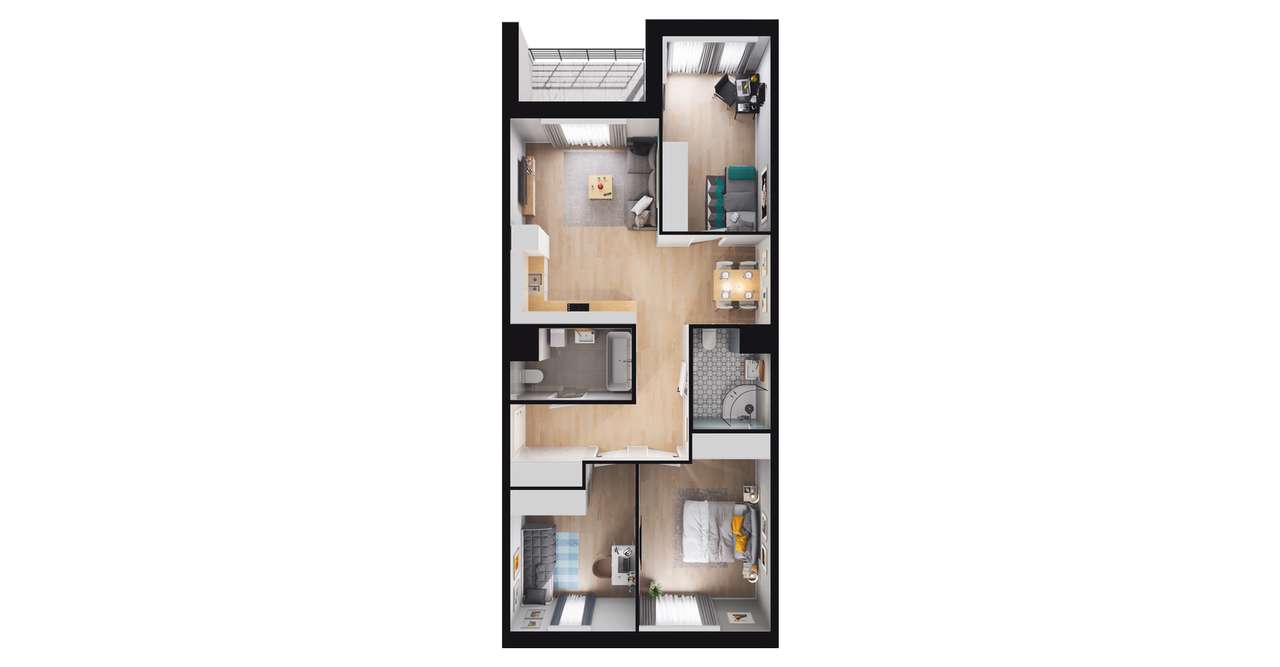 4-pokojowe mieszkanie 76m2 + loggia - Pełny obrazek: 2/10