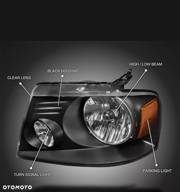 Ford f150 04- lampy przednie ciemny srodke wzor Harley .komplet