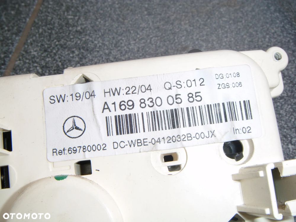 mercedes a klasa w169 05r panel sterowania nawiewem a1698300585 - 2