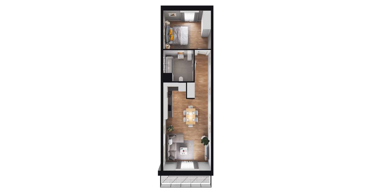 2-pokojowe mieszkanie 44m2 + balkon - Pełny obrazek: 2/23