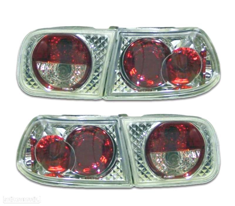 FAROLINS HONDA CIVIC 4P 92-95 LOOK LEXUS FUNDO CROMADO - 1