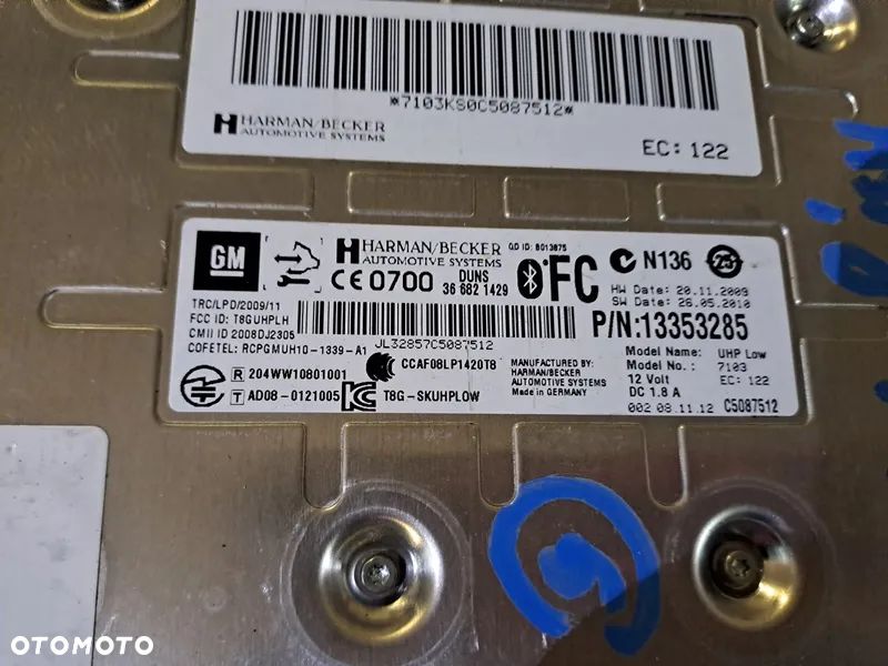 OPEL ASTRA J IV 09r- MODUŁ BLUETOOTH 13353285 - 2