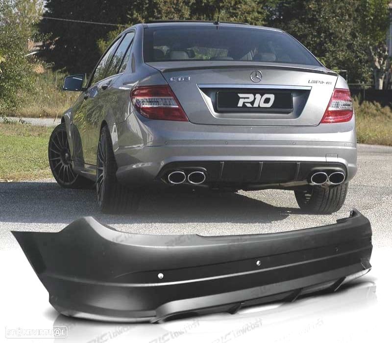 PARA-CHOQUES TRASEIRO MERCEDES CLASE C W204 07-11 LOOK AMG SAIDA DUPLA - 1