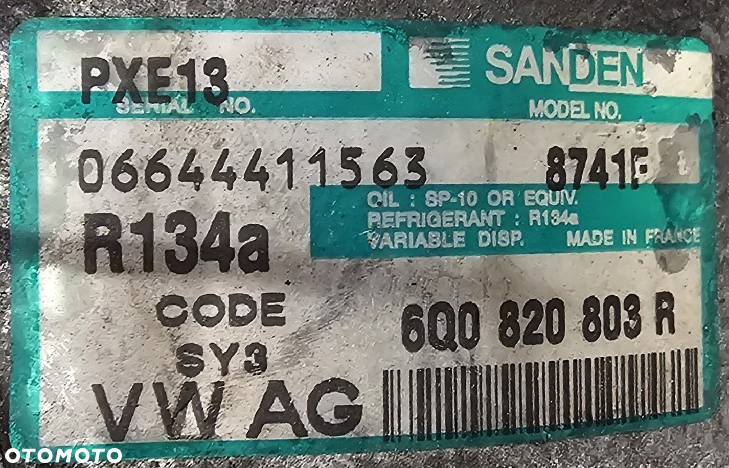 ORG SPRĘŻARKA KLIMATYZACJI AUDI / SKODA / SEAT / VW- 6Q0820803R - 2