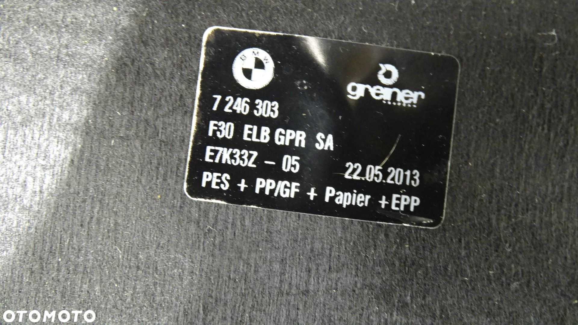 PODŁOGA WYKŁADZINA BAGAŻNIKA BMW F30 320D ED 7246303 - 4