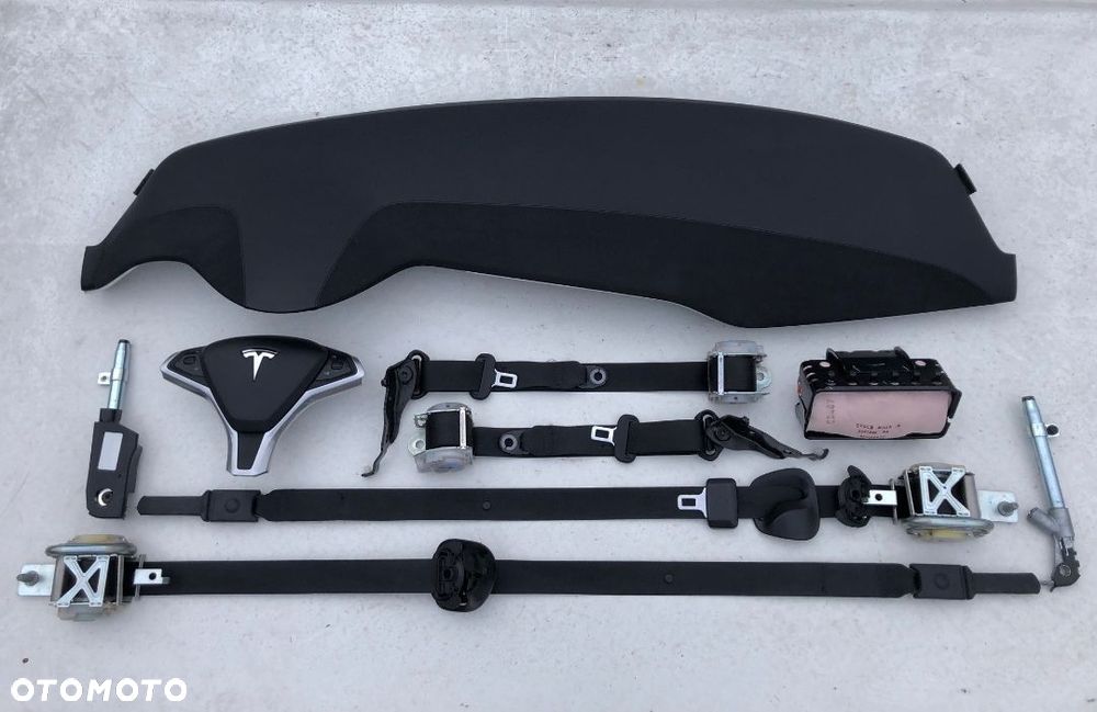 TESLA S X DESKA KONSOLA KOKPIT PULPIT PÓŁKA PARAPET PODUSZKI AIRBAG PASY PAS NAPINACZE DOPINACZE Org