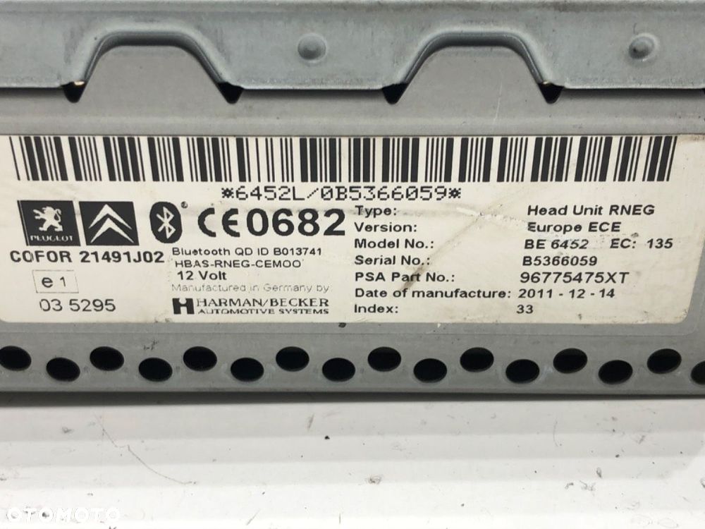 RADIO  PEUGEOT 807 (EB_) 2002 - 2022 2.0 HDI 100 kW [136 KM] olej napędowy 2006 - 2022 96775475XT - 5