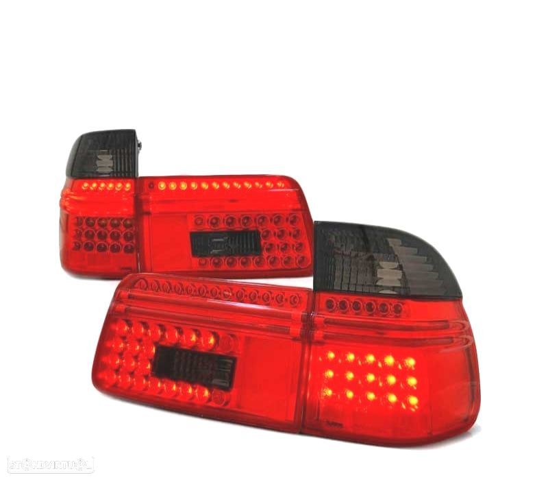 FAROLINS TRASEIROS LED PARA BMW E39 TOURING 97-00 RED SMOKED VERMELHO FUMADO ESCURECIDO - 1