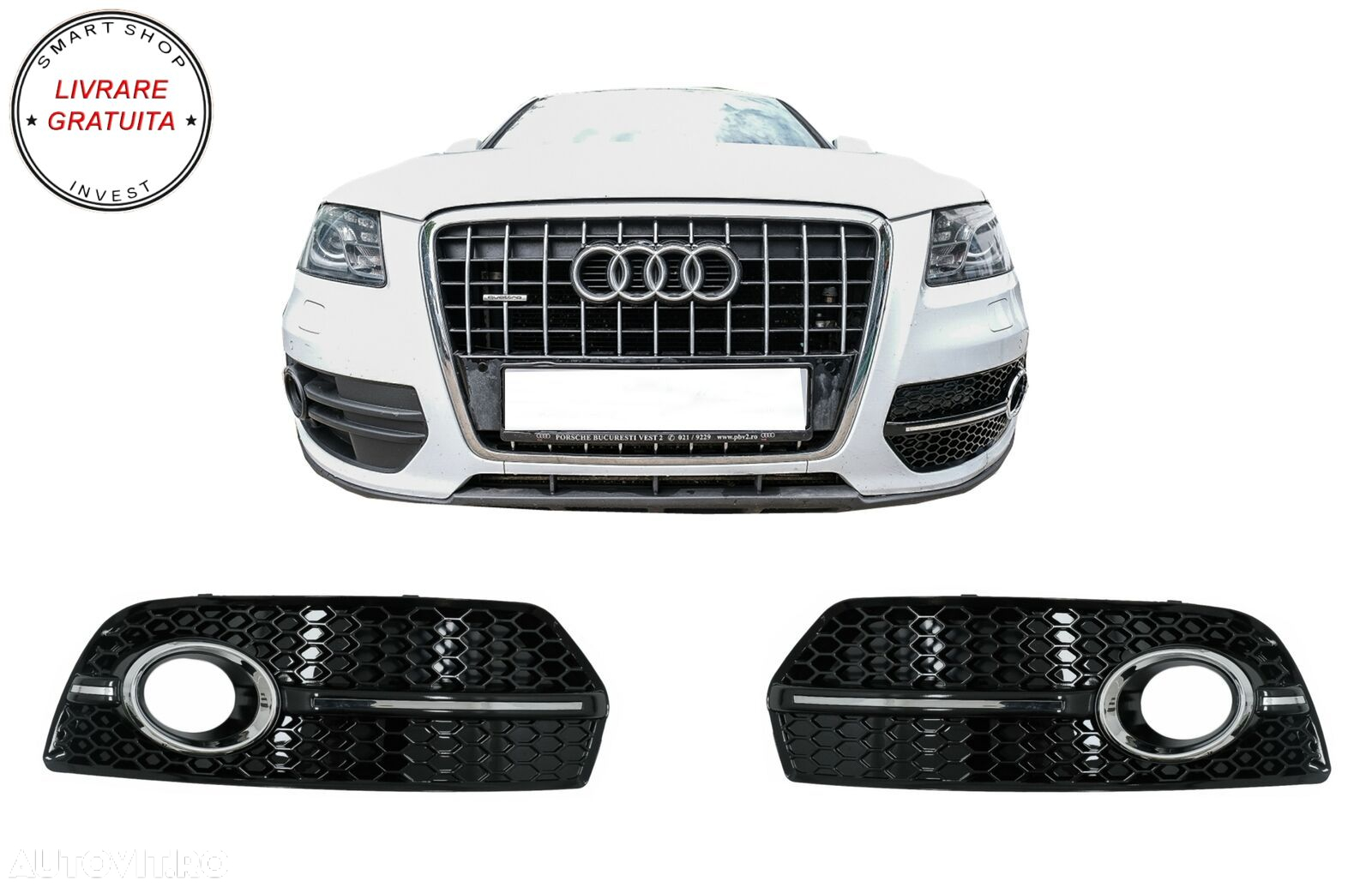 Grile Laterale Audi Q5 SUV 8R (2008-2011) RS Design Negru Lucios Chrome- livrare gratuita - 9