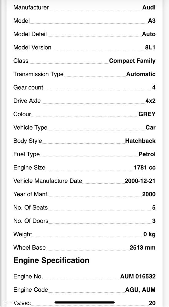 Silnik KOMPLETNY AUM VW AUDI A3 TT GOLF 1.8t 1.8  film video 150 koni Audi A3 - 9