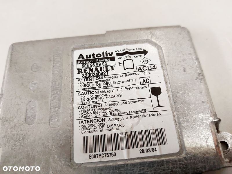 RENAULT MEGANE 2 II MODUŁ PODUSZEK POWIETRZNYCH SENSOR AIRBAG STEROWNIK 8200340427 - 2