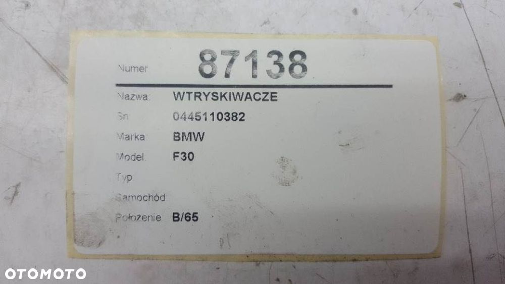 WTRYSKIWACZ WTRYSK 0445110382 BMW 3 F30 2.0 D 163 - 4