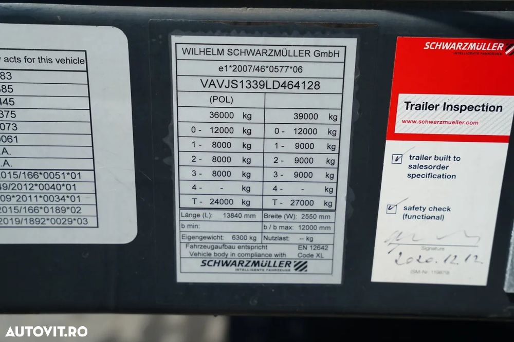 Schwarzmuller / CORTINĂ / STANDARD / PALEȚI / AXE SAF / - 31