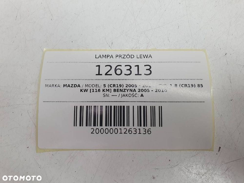 LAMPA PRZÓD PRZEDNIA LEWA SOCZEWKA MAZDA 5 CR19 EU - 4