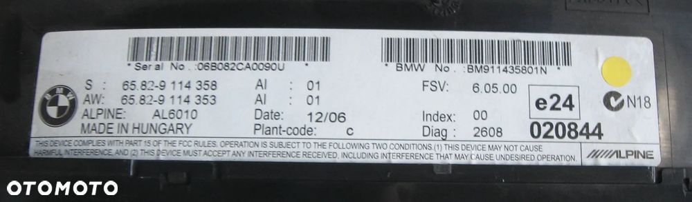 licznik wyświetlacz nawigacji BMW E60 65.82-9114358 - 4