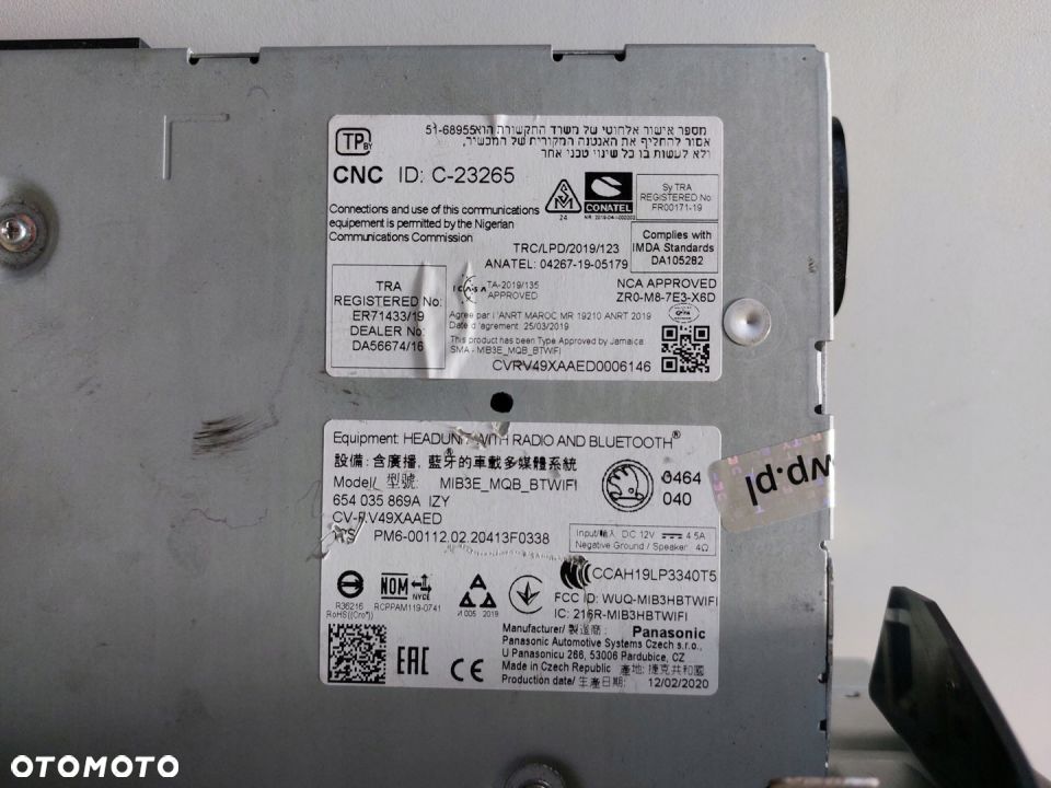 SKODA KAMIQ SCALA RADIO MIB3 WIFI BT 654035869F - 3