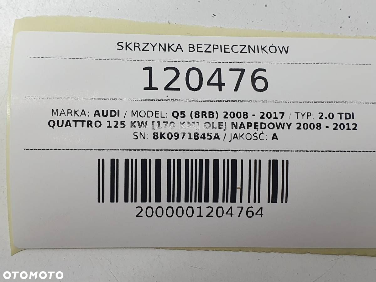 SKRZYNKA BEZPIECZNIKÓW AUDI Q5 8R 8K0971845A - 6