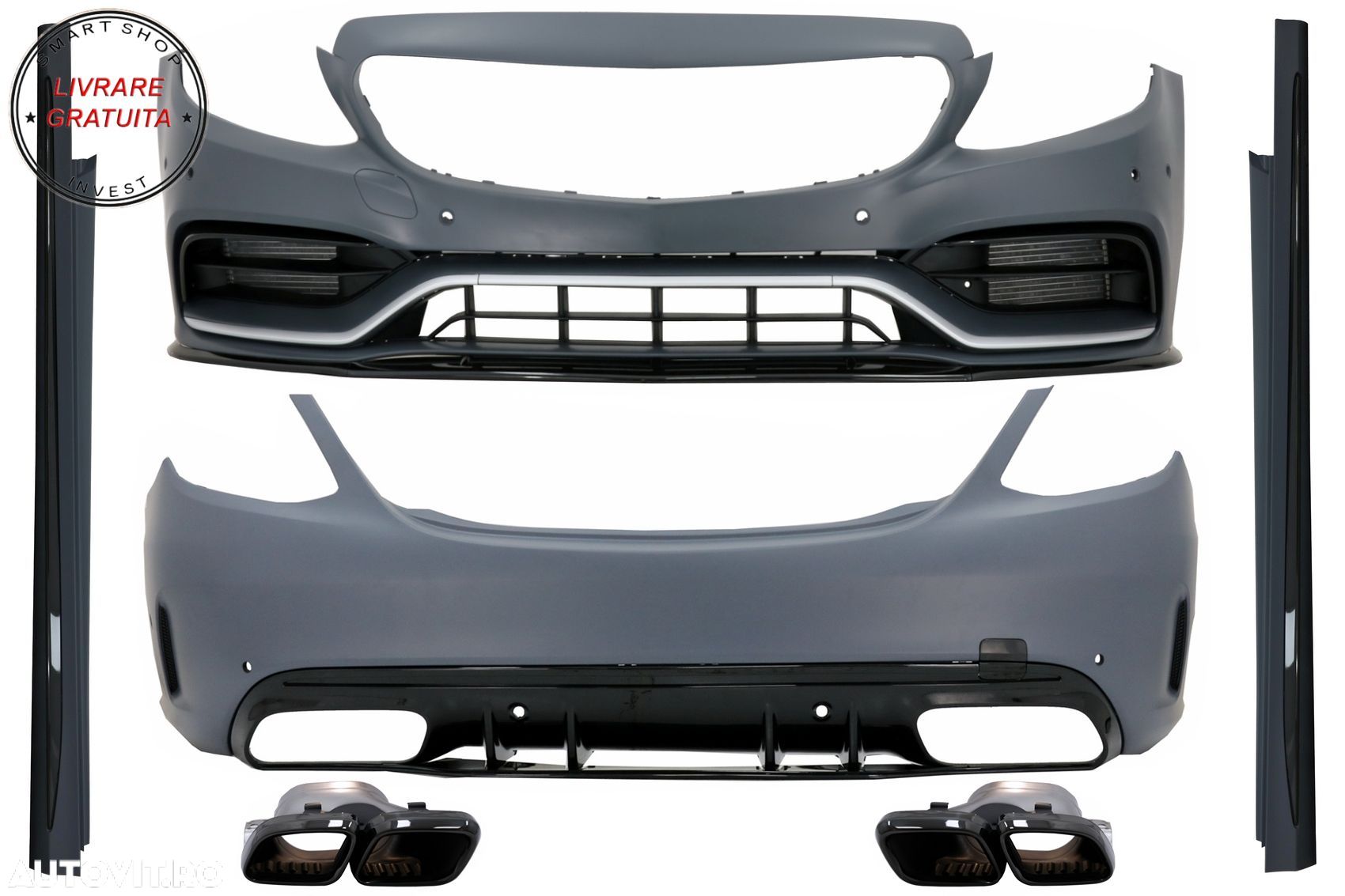 Pachet Exterior cu Ornamente Evacuare Mercedes C-Class W205 Sedan (2014-2020) C63s- livrare gratuita - 1