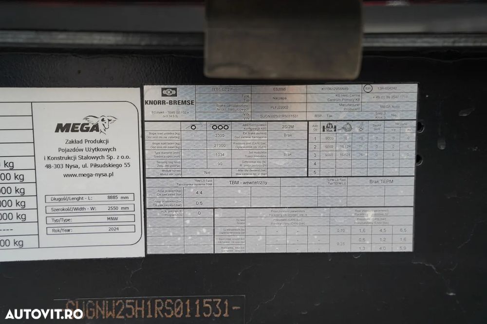 Mega BASCULATOR / 26 m3 / OȚEL / STANDARD / AXĂ RIDICATĂ / SAF NOU - 18