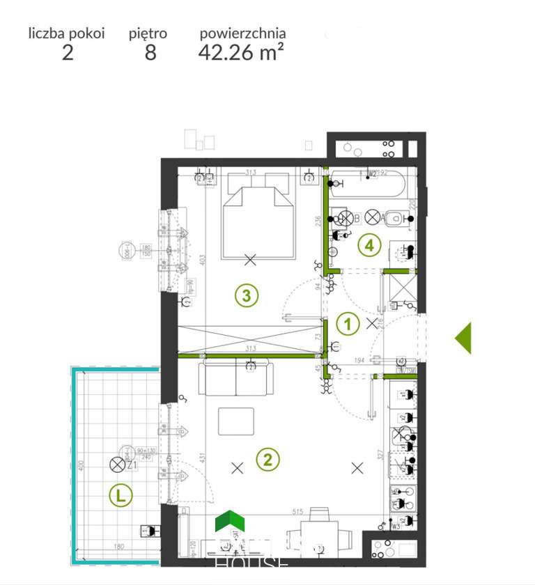 2 pokoje | 42,26 m² | taras | garaż | Falenica