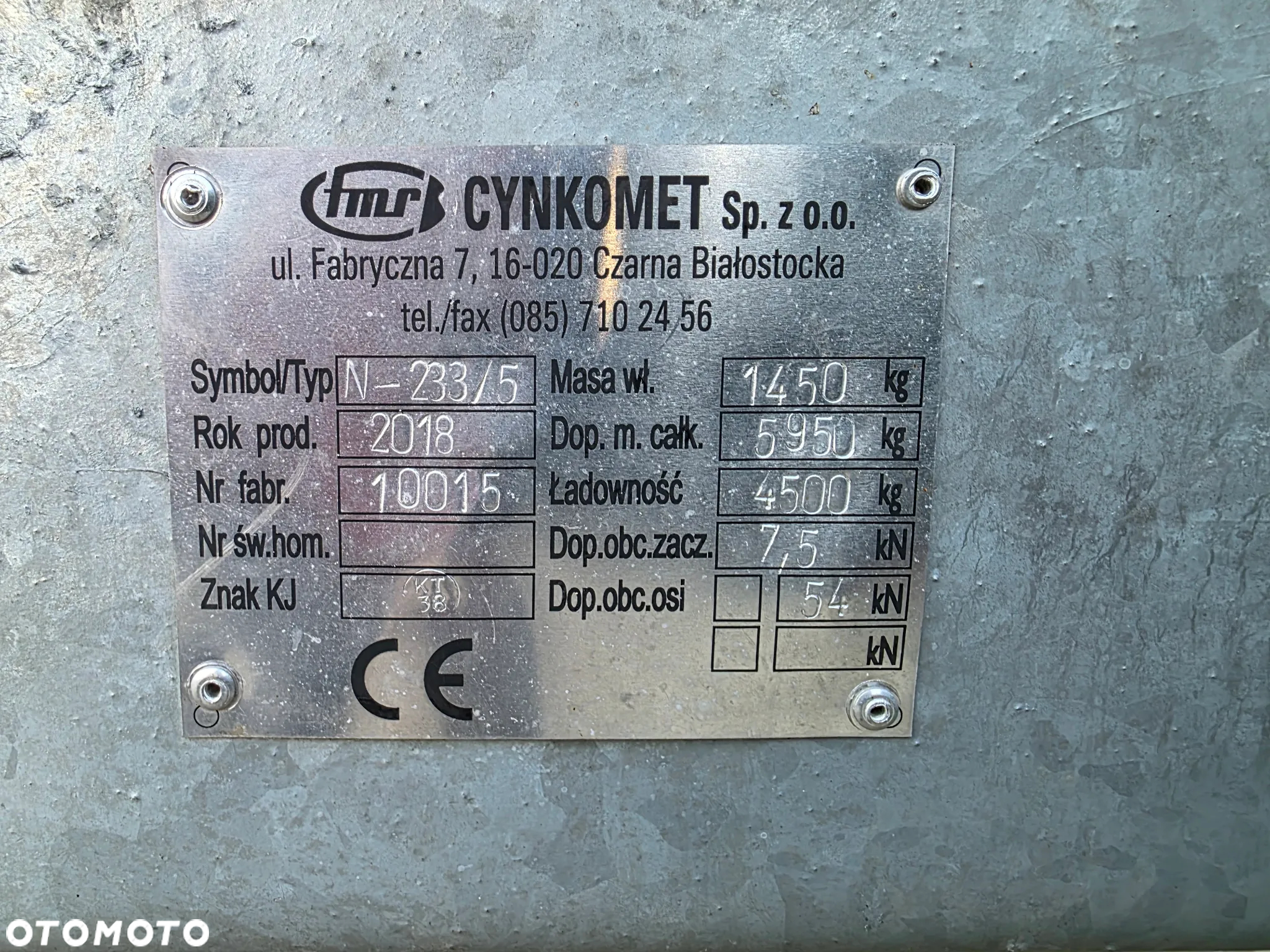 Cynkomet N233/5 4,5T - 4