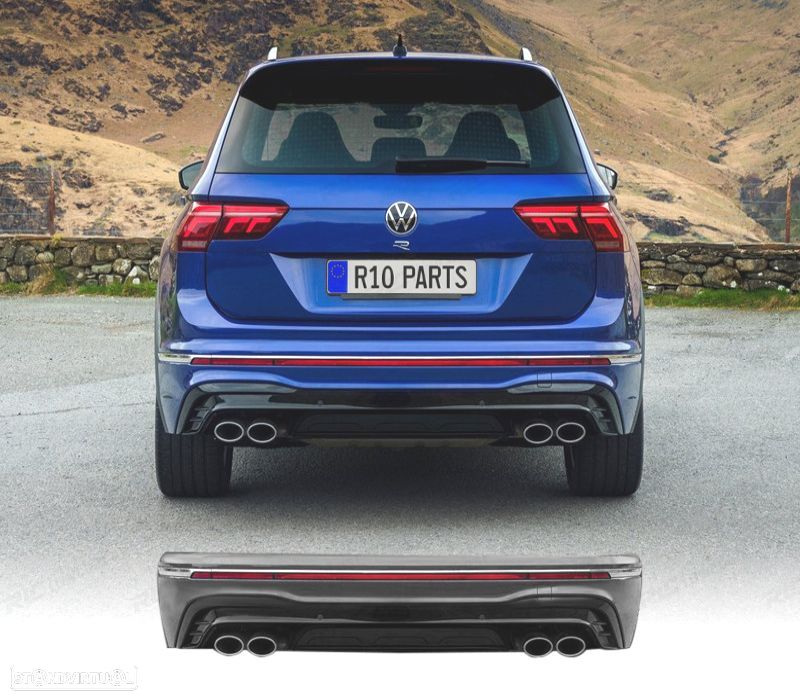 PARA-CHOQUES TRASEIRO VOLKSWAGEN TIGUAN 16-24 LOOK R CROMADO - 1