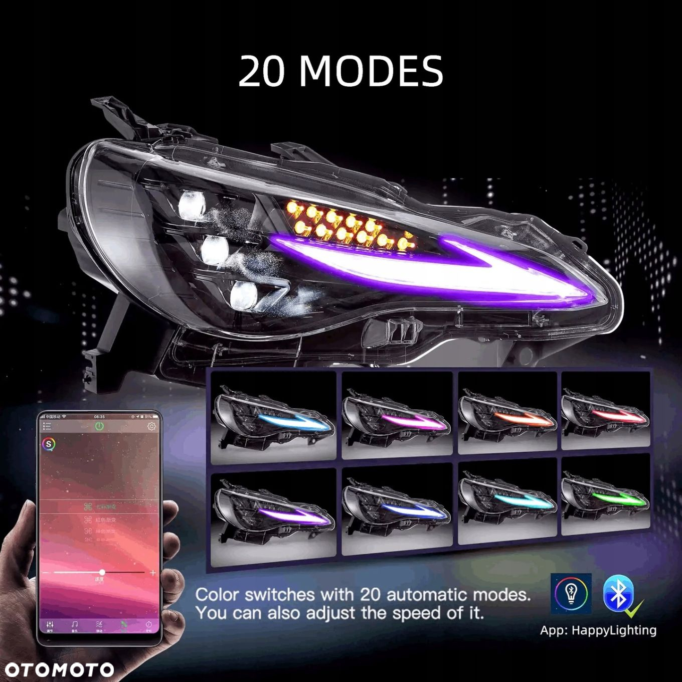 Reflektory Lampy kpl Full Led Neon Tuning RGB Toyota GT86 Gt-86 Frz Brz - 5