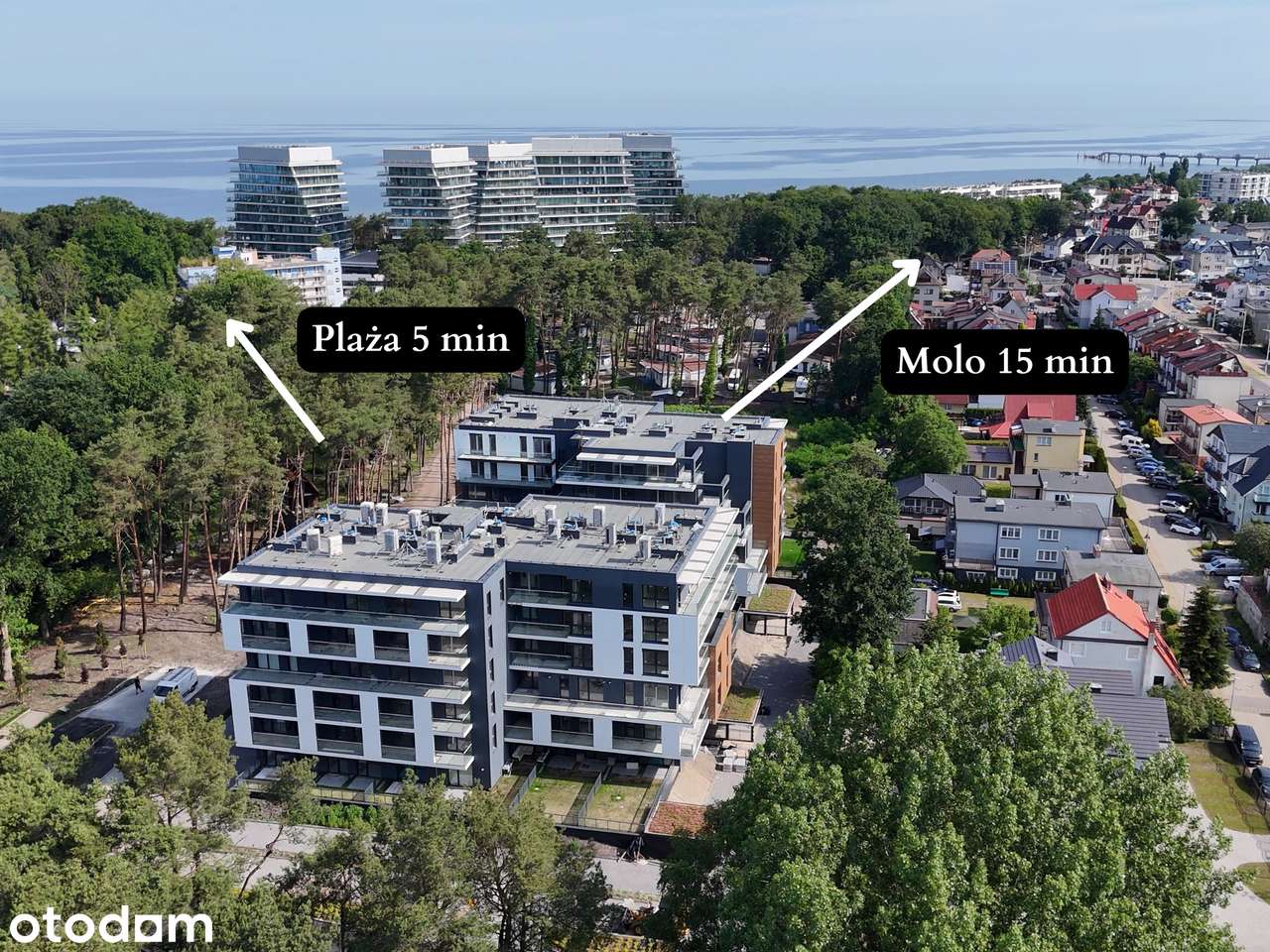 Apartament 5 min od plaży, widok na las, balkon 9 m², SPA na dachu