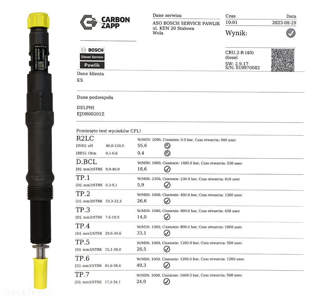 Wtryskiwacz FORD MONDEO 2.0 TDCi  EJDR01001D  EJDR00201ZZadzwoń! - 2