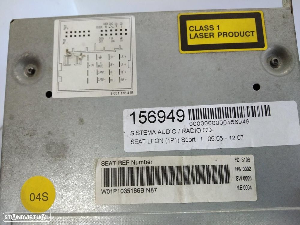 SISTEMA AUDIO / RADIO CD SEAT LEON 2006 -1P1035186B - 2