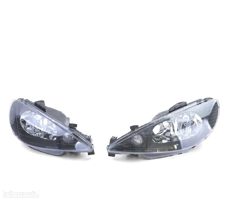 FARÓIS PEUGEOT 206 98-06 FUNDO PRETO H4 OEM - 2