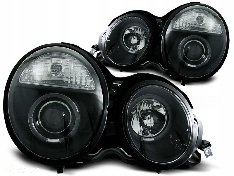 LAMPY REFLEKTORY DO MERCEDES W210 E-KLASA OD 1995 DO 05.1999 RINGI LED BLK - 2
