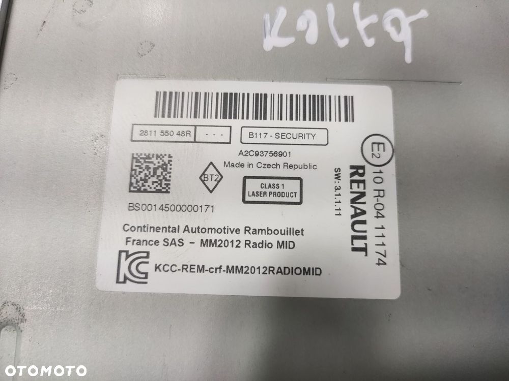 FABRYCZNE RADIO CD MP3 RENAULT KOLEOS I LIFT 2011-2016 281155048R - 5