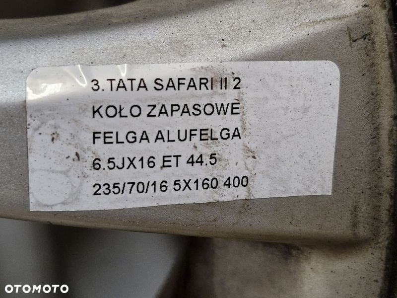 tata safari ii 2 koło zapasowe felga alufelga 6.5jx16 et 44.5 235/70/16 5x160 - 3