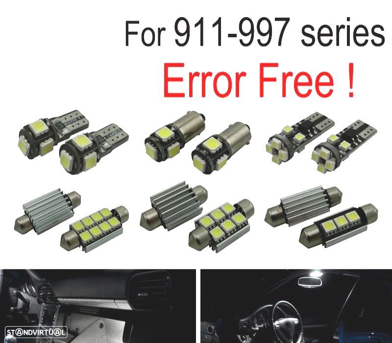 KIT COMPLETO 12 LAMPADAS LED INTERIOR PARA PORSCHE 911 997 CARRERA TURBO TARGA GT 05-11 - 1