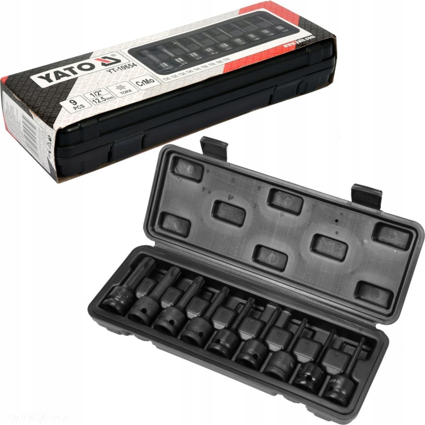 YATO ZESTAW KLUCZE TRZPIENIOWE TORX 1/2" NASADKI UDAROWE WALIZKA YT-10654 - 1