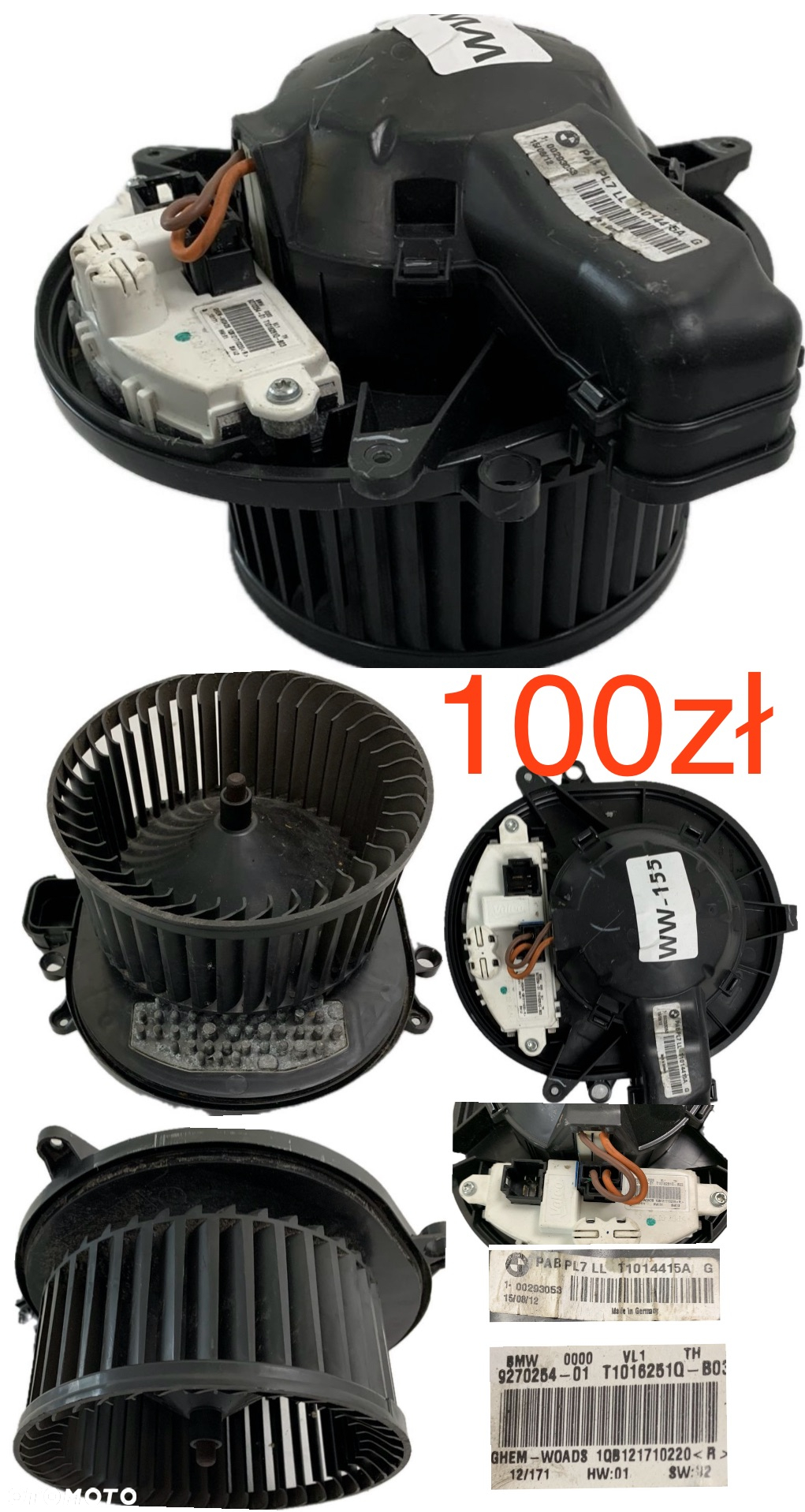 Wentylator dmuchawa nagrzewnicy Opel Insignia B Kia Picanto II 2011-2015r Mercedes Vito W638 C W204 2007-2014r A W169 04-12r BMW X6 F16 X5 F15 14-19r BMW F20 F21 F30 F31 2011-2018r Multipla II Nissan Serena Vanette Terrano NV300 Trafic III Vivaro B Talento  Oryginał - 7