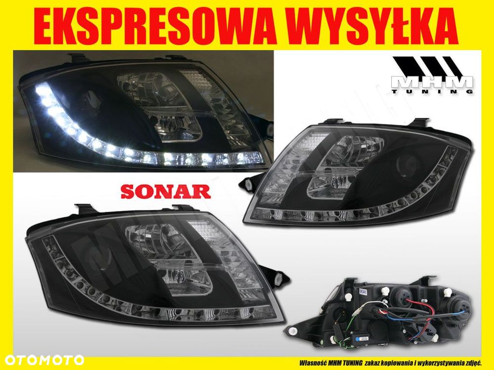 REFLEKTORY LAMPY KPL TUNING DAY LINE LIGHT LED DIODY BLACK AUDI TT 8N0 98- - 2