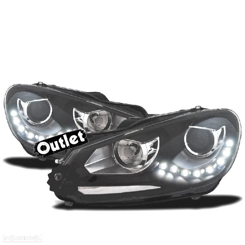R012817C11 FAROIS FRENTE DRL VOLKSWAGEN VW GOLF VI 6 FUNDO PRETO - 1