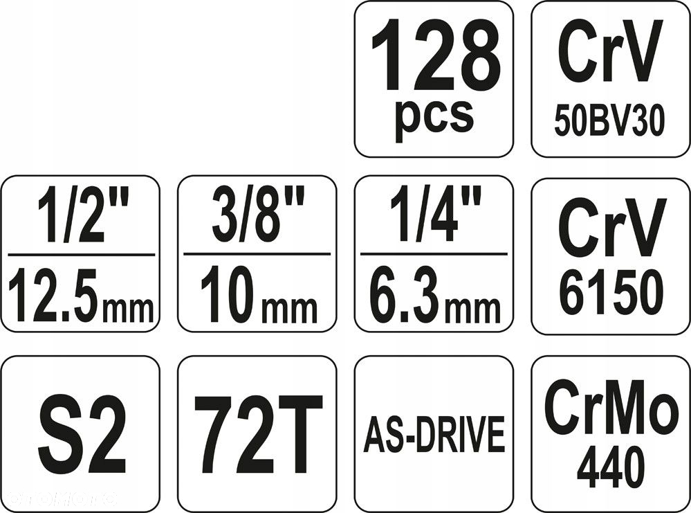 YATO ZESTAW 1/2" 1/4" 3/8" KLUCZE NASADOWE PŁASKIE BITY TORX NASADKI 128el - 6