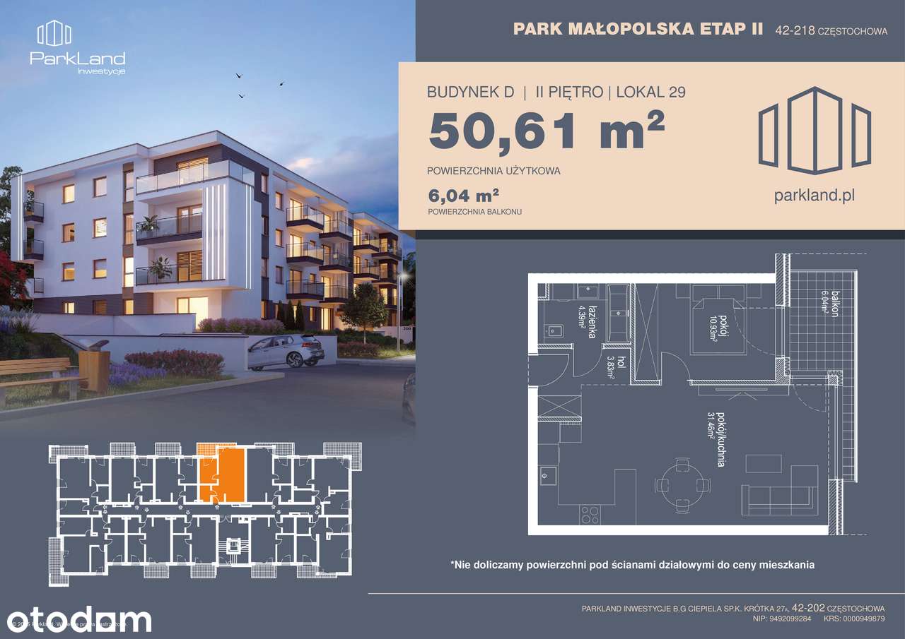 Nowe mieszkanie 2 pokoje Parkitka – ul. Małopolska, balkon