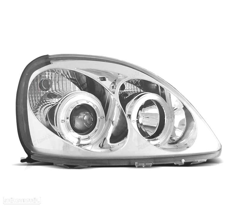 FARÓIS ANGEL EYES CCFL PARA TOYOTA YARIS 98-03 FUNDO CROMADO - 2