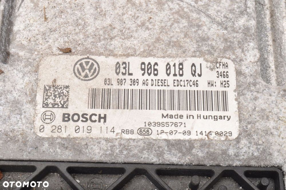 SKODA YETI 2.0 TDI 110KM KOMPUTER STEROWNIK SILNIKA 03L906018QJ - 2